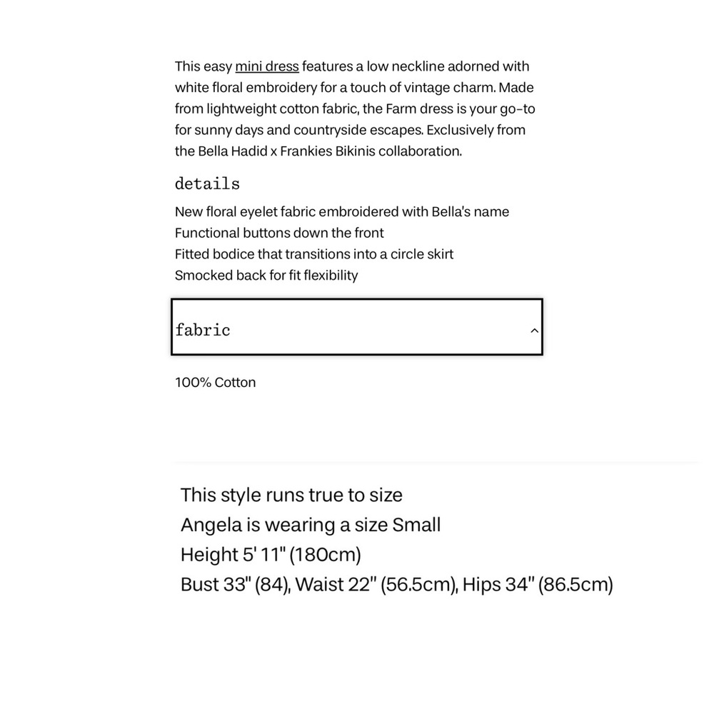 NWT Frankie’s Bikinis x BELLA HADID Farm Eyelet Mini Dress - Picture 9 of 13